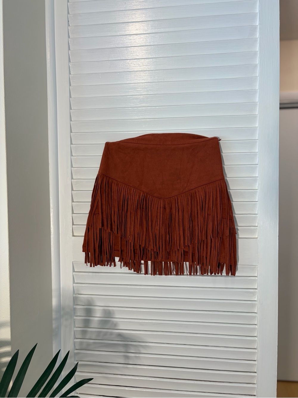 Fun Altar'd State Rust Fringe Mini Skirt